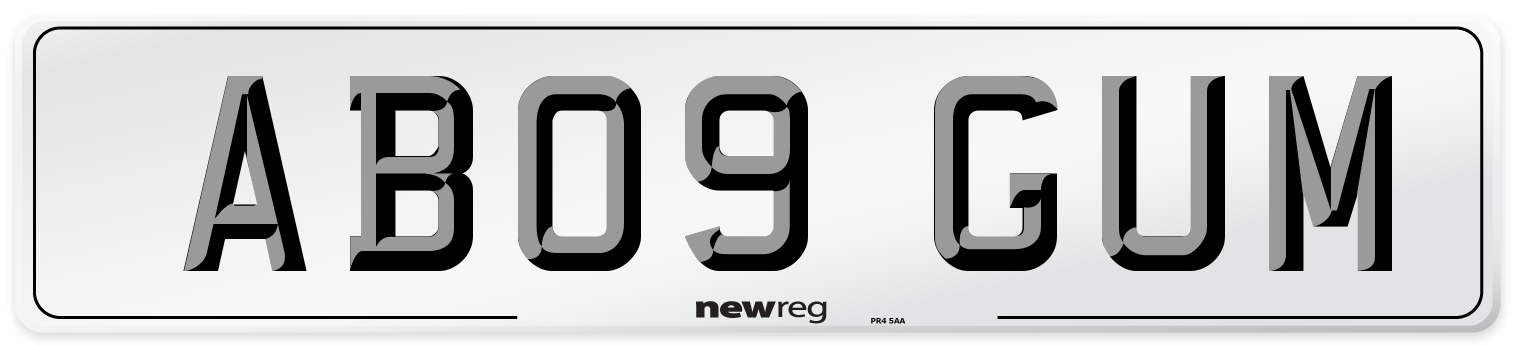 AB09 GUM Number Plate from New Reg